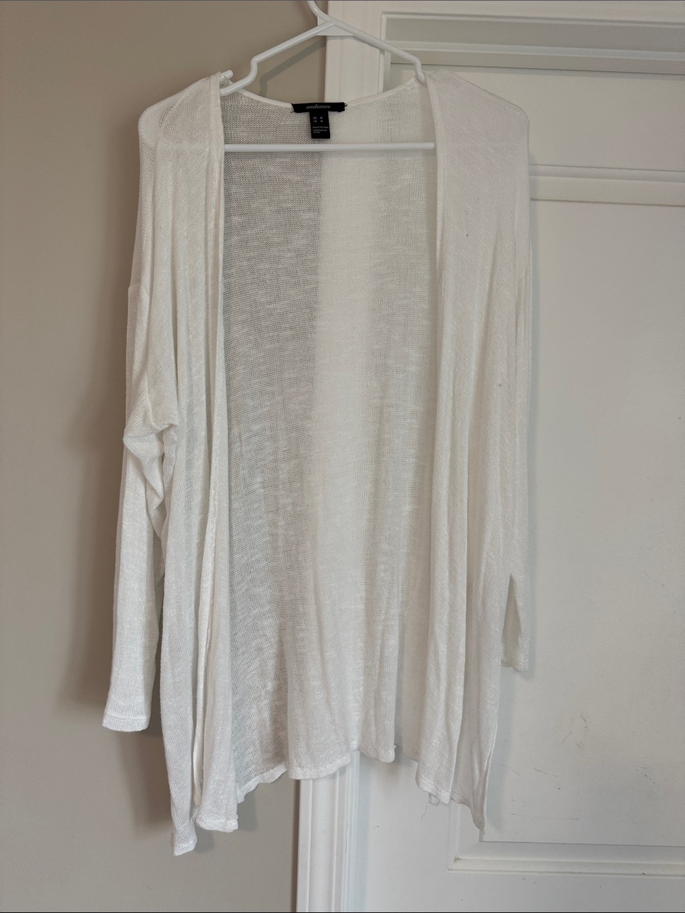Ambiance Lightweight White Open-Front Cardigan